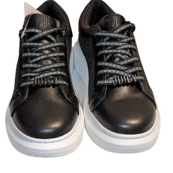 Juicy Couture Delia Womens Black Sequin Bling Lace Up Sneaker Size 8 New in Box - Picture 9 of 13